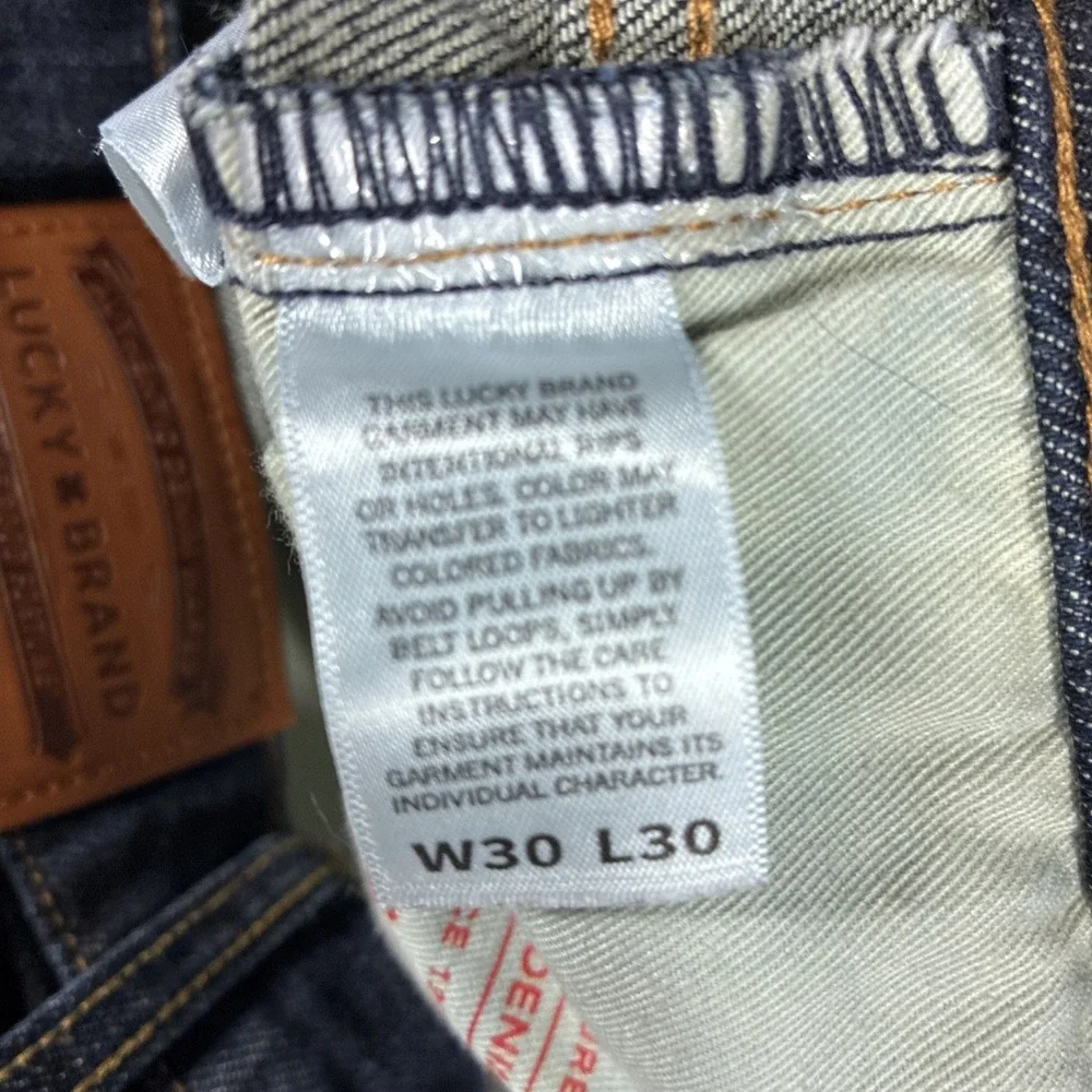 Lucky Brand 221 Straight Jeans Mens 30x30 Dark Wash Stretch Whiskering Preppy